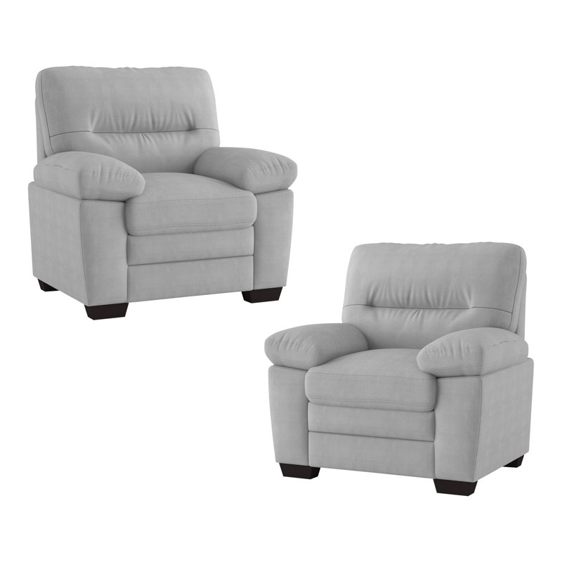 Solomon W - Chaise droite en tissu à accoudoirs évasés gris (ensemble de 2)