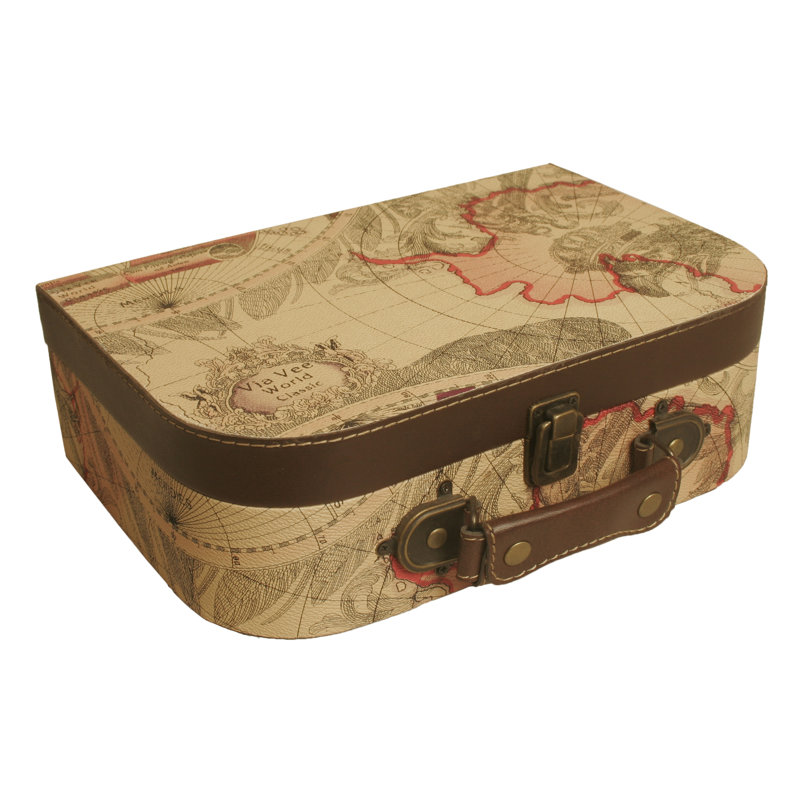 Coffre décoratif en faux cuir large map Digiovanni