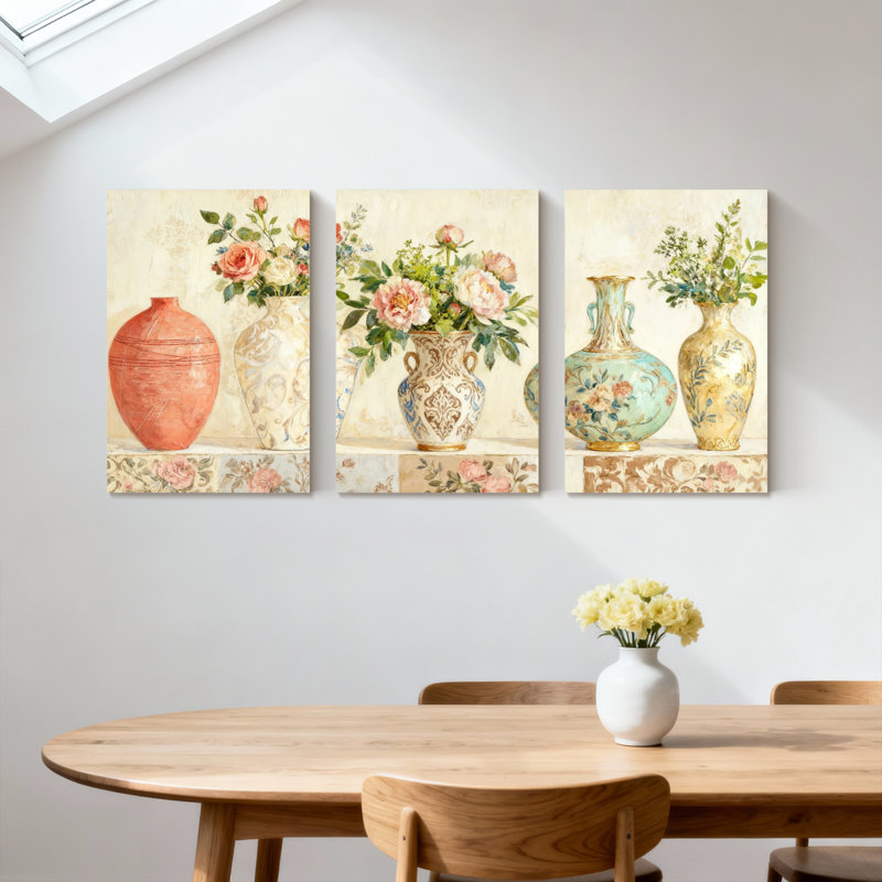 poterie vase, ensemble de 3 reproductions d'art sur toile, H 18 po x l 36 po