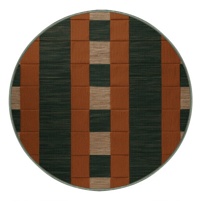 Machine Washable Checkered Green Area Rug