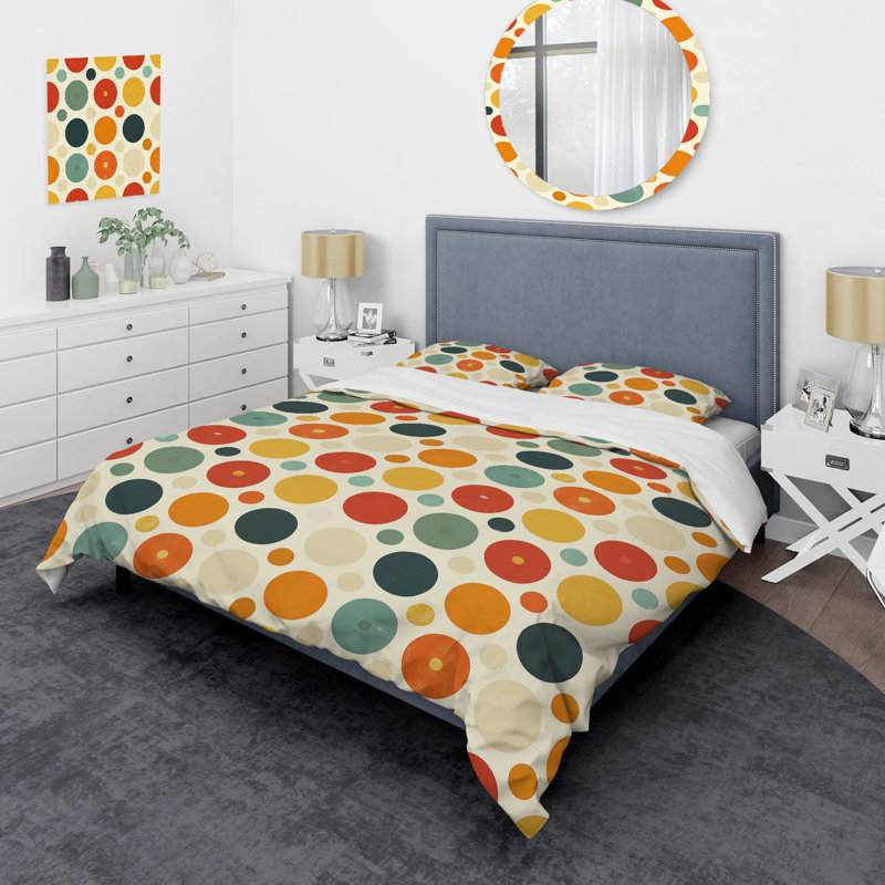 Ensemble de housse de couette à pois orange et vert X, Housse de couette très grand et 2 très grandes t
