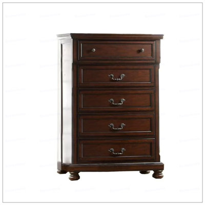 Traditional Style  Chest Bun Feet Pull Handles Round Knobs Cherry  Bedroom Furniture