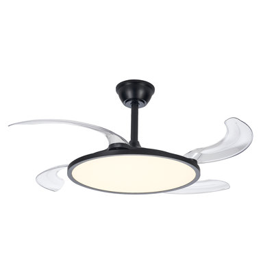 Retractable Ceiling Fans With Lights,42 Inch Ceiling Fan With Light And Remote Control,Flush Mount,DC Reversible,3CCT,Low Noise,Ceiling Fan For Bedroom,Living Room,Kitchen,Indoor Use