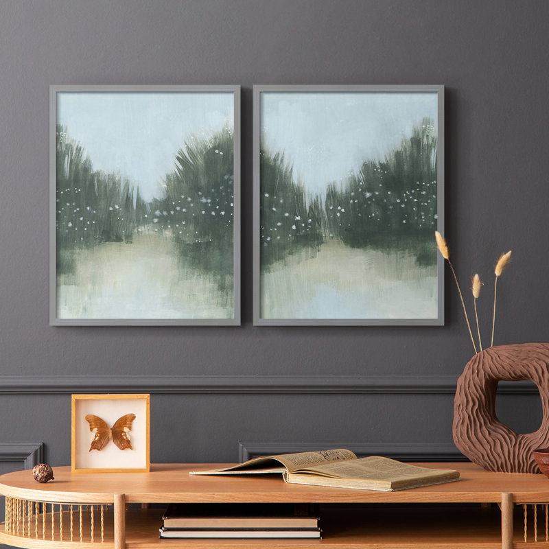 «Marsh Morning Fog I», reproduction encadrée de qualité supérieure - prête à être accrochée - aucun clou requis - aucun clou requis