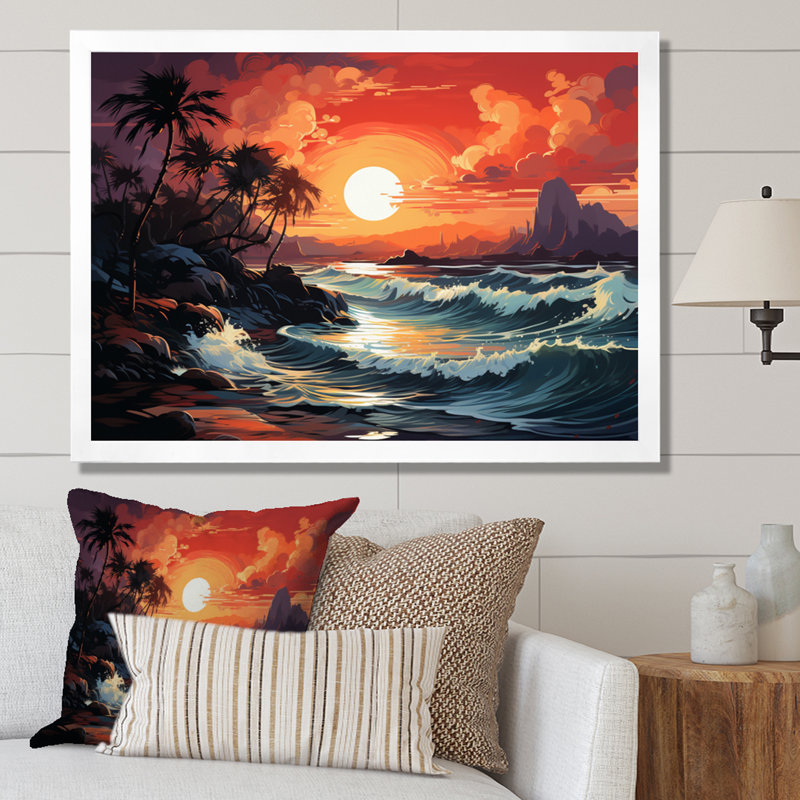 Paradis tropical II - imprimé, 16" H x 32" W, Black Picture Framed