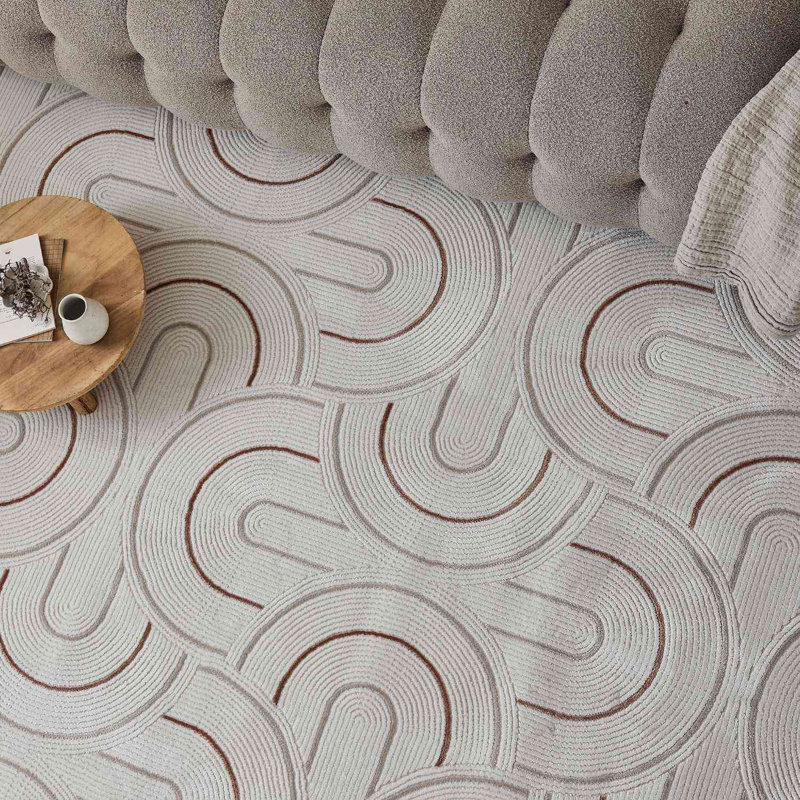 Carmel Modern Arc Cream/Terra Area Rug, Rectangle 80 x 150 cm
