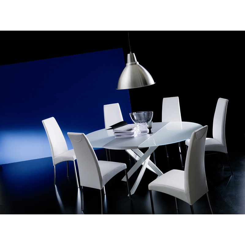 Aida Leather Dining Chair, Chrome, White Nappa Leather