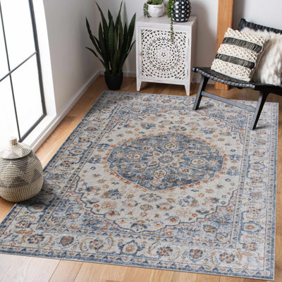 Tapis bleu / beige / gris Eriyana
