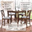 Ensemble de table de salle à manger carrée 5 pièces en bois, ensemble de table de cuisine compacte au fini noyer comprenant 4 chaises rembourrées rembourrées, mobilier de salle à manger peu encombrant-2072385356