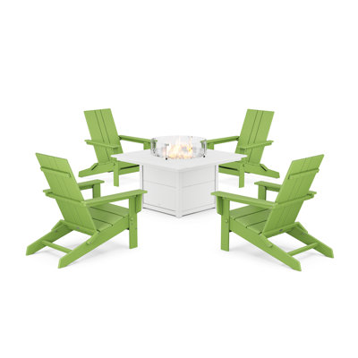 POLYWOOD by AllModern Foldable Outdoor Adirondack Chair With Table