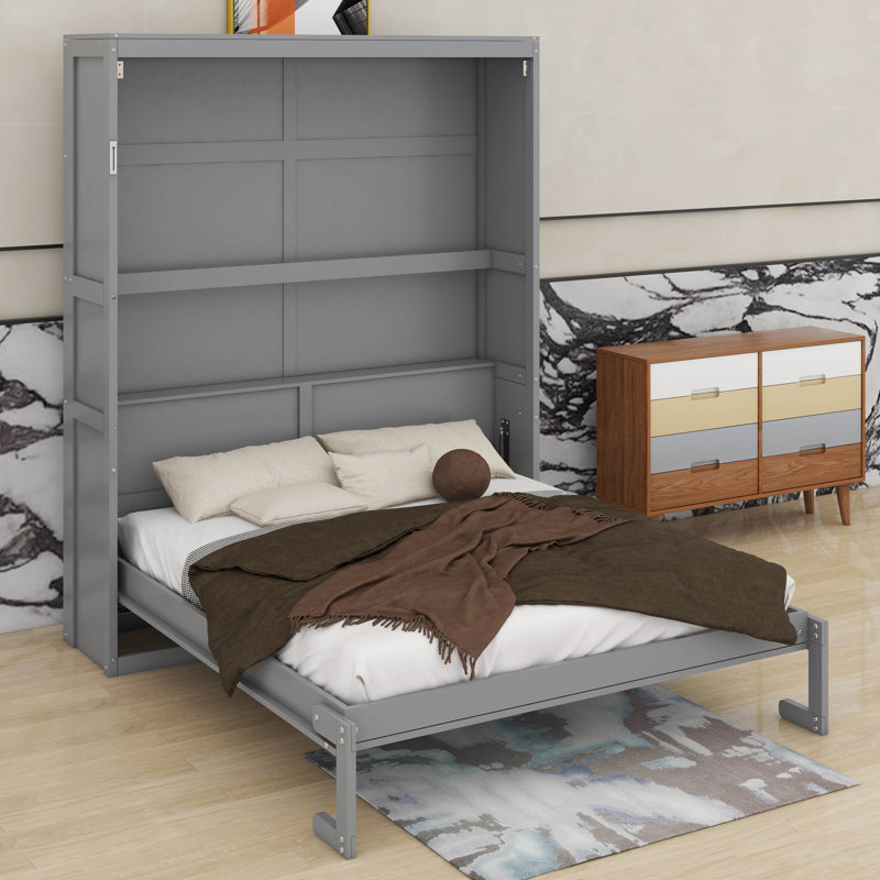 Queen Murphy Bed With Shelves