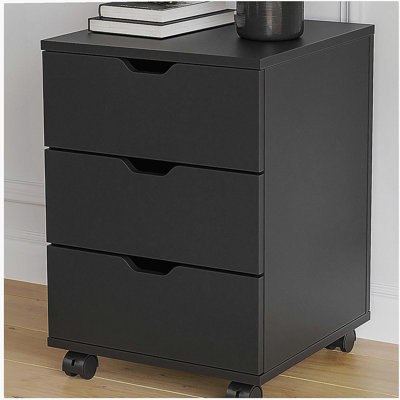 3-Drawer Vertical Filing Cabinet Rolling Wood Mobile File Cabinets Under Desk for Home Office with Casters(Non-Assembled)
