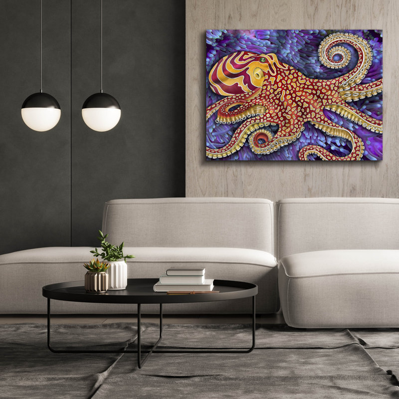  «Octopus 2» par Tim Jeffs, art mural sur toile, H 40 po x l 54 po