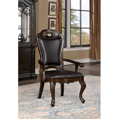 Ardmore Sutro 46.5" Height Nailhead Trim Wood Arm Chair, Set Of 2