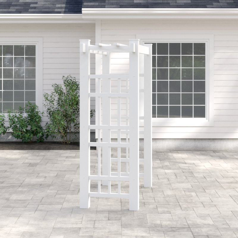 Windsor White Vinyl Garden Arbor with Asian Inspiration