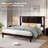 Mid-century Modern Queen Size Solid Wood Bed Frame, Brown-1844767751-1827925393