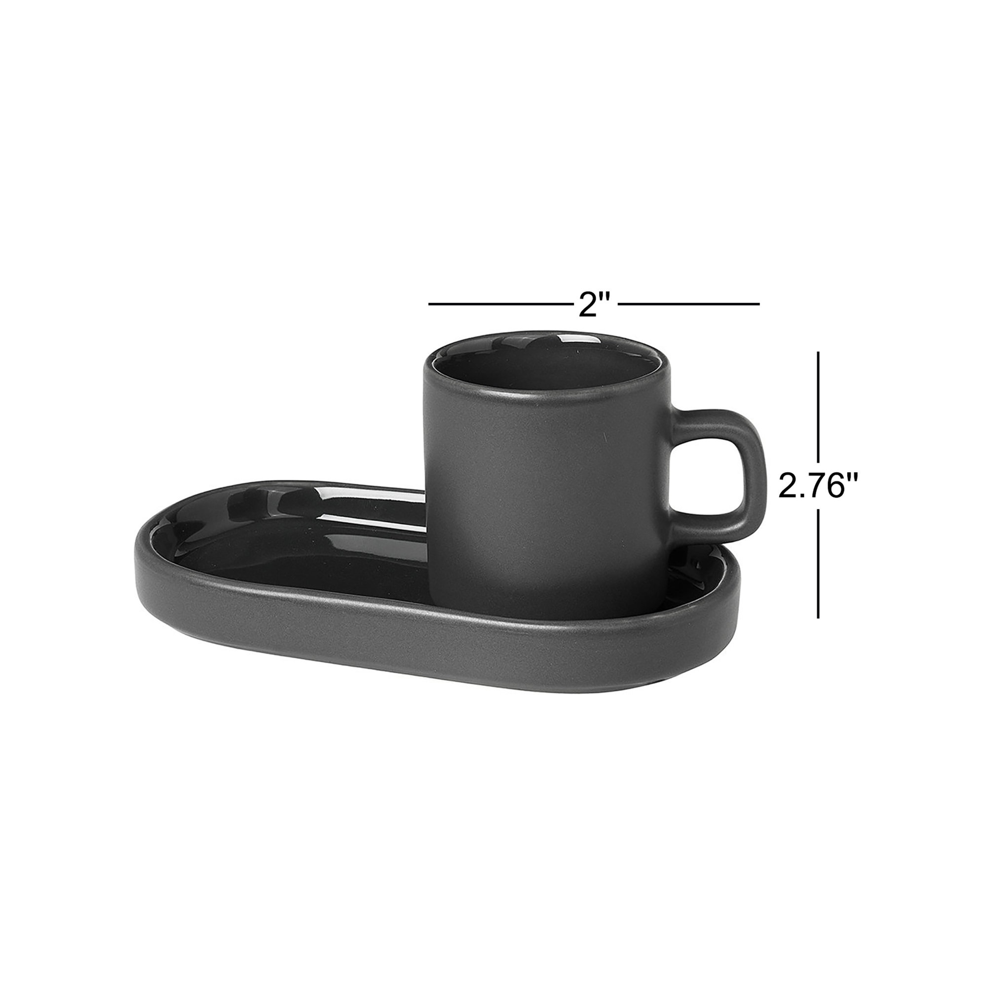 PILAR Stoneware Espresso Cup with Tray, Agave Green