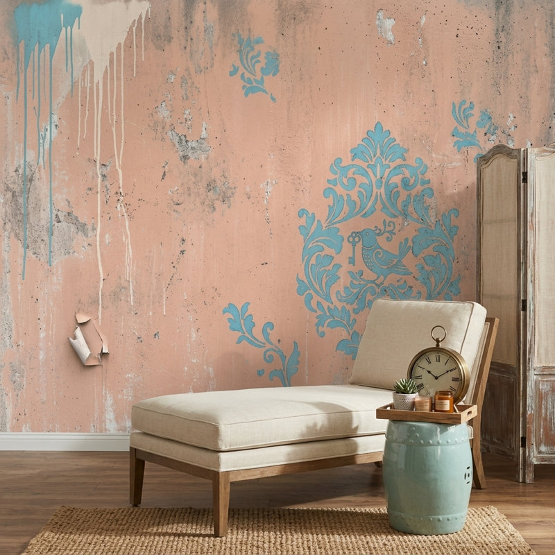 Papier peint rétro avec décoration murale, 100 po x 96 po, Texturé non collé