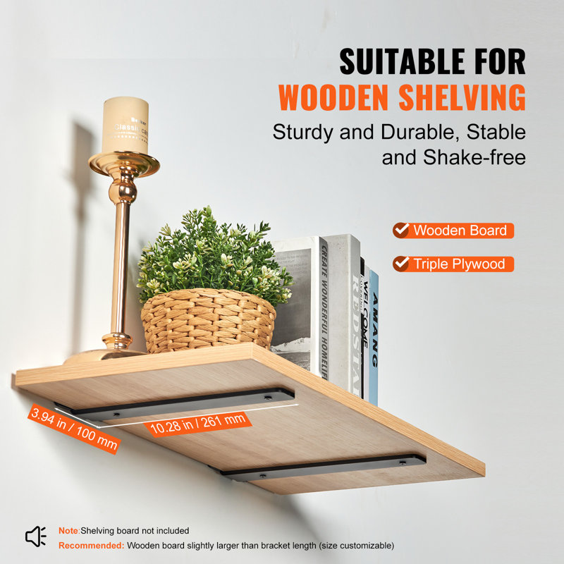 Floating Shelf Brackets, 2.5cm H x 25.4cm W x 7.6cm D