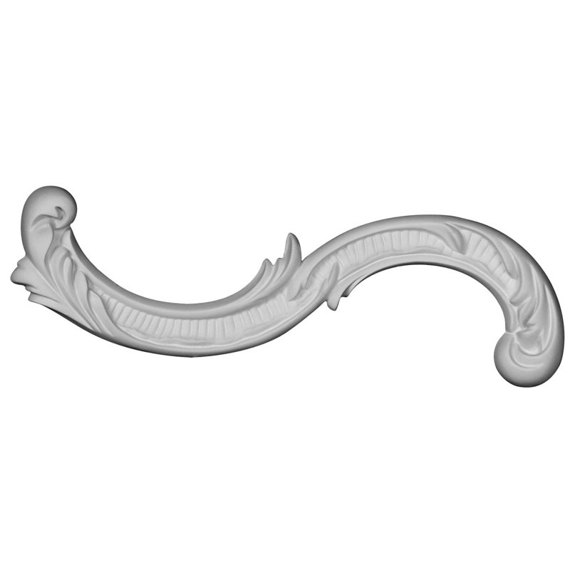Primed White Urethane Scroll Applique Onlay, 12.25"