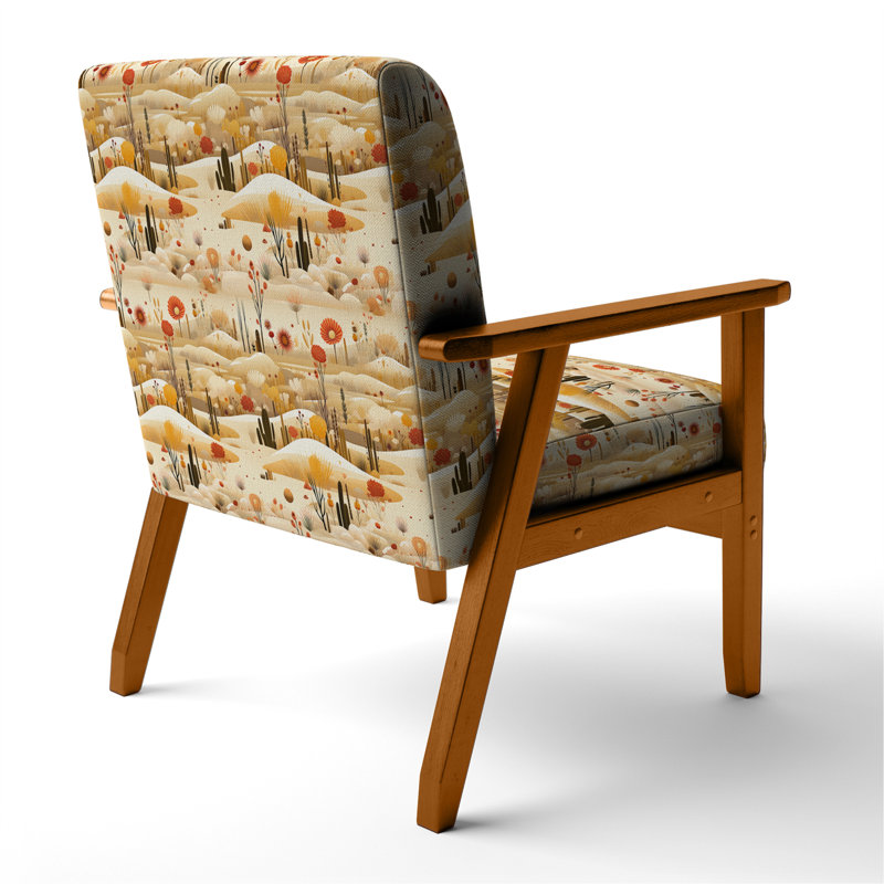 Fauteuil d'appoint rembourré Cactus Desert Dreams, Accoudoirs carrés bruns