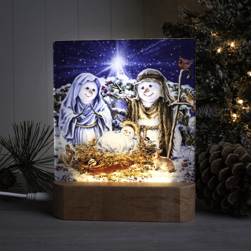 Snow Family Nativity Night Light