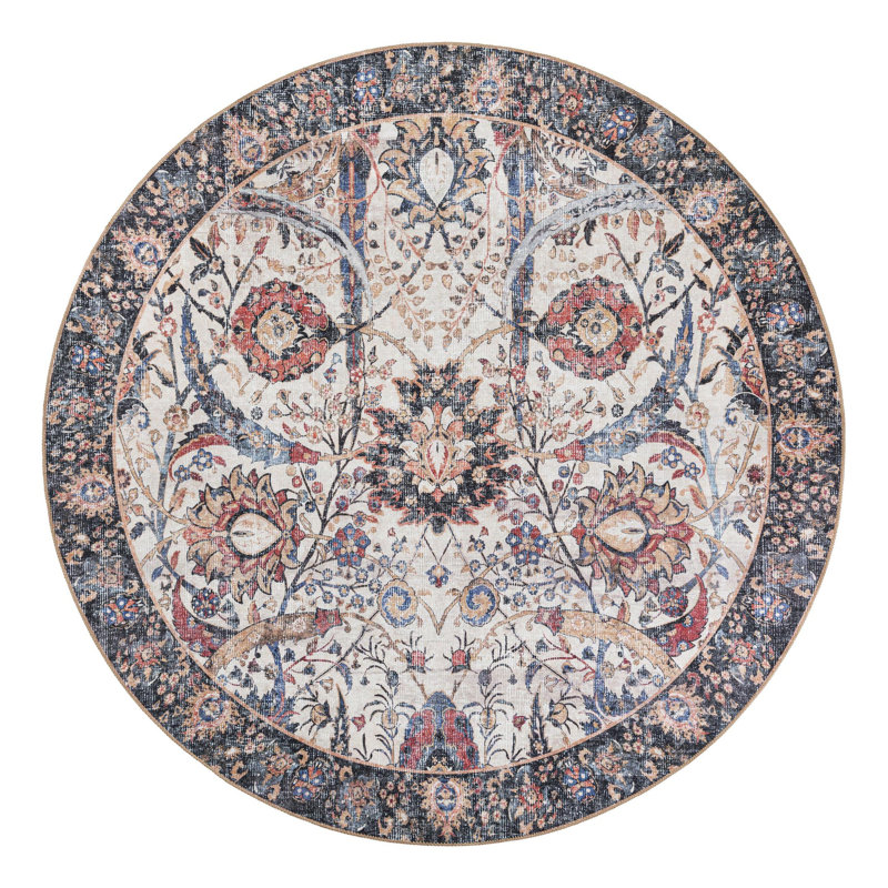 Mailen Performance Chenille Floral Indoor Rug, Round 7'10" x 7'10"
