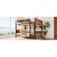 Lit superposé avec plateau pratique, lit superposé en bois massif avec tablettes de rangement et lattes améliorées-1236039369