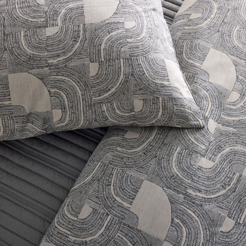 Lugano Comforter Set, Charcoal/Pumice, Queen Comforter + 2 Standard Shams