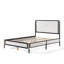 Lit double avec tête de lit en tissu blanc bouclé, cadre industriel argenté champagne + noir, lattes solides pour un poids de 800 lb, assemblage rapide dans la chambre à coucher avec charge en bois rembourré-1921844441