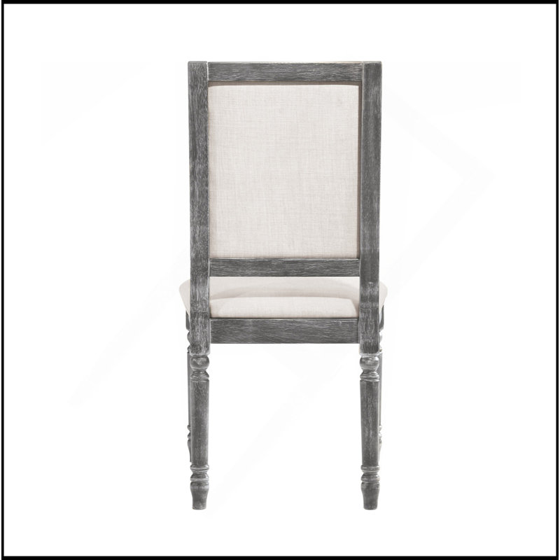 Ensemble de 2 chaises de salle à manger rembourrées en lin, crème et gris patiné
