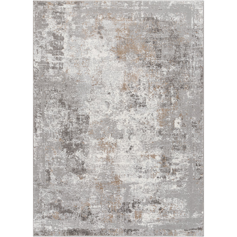 Rectangle Pyrrha Abstract Machine Woven Polyester Area Rug in Gray, Rectangle 10' x 14'
