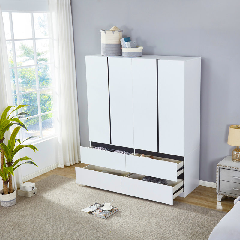 Armoire en bois manufacturé Ruthy, blanc