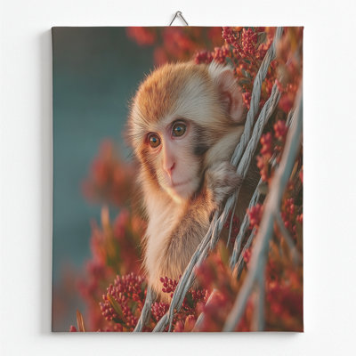 Monkey Canvas Wall Art Decor By DC- Framed Wall Art Prints | Canvas Pictures For Living, Bedroom, Office- Animal Wall Canvas Aesthetic Home Decor Photo Poster  | 12X16