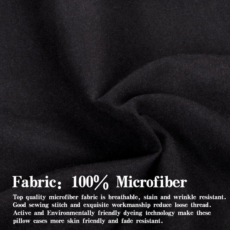 4PC 1800 Series Soft Microfiber Sheet Set, King Sheet Set with 2 Pillowcases, Black
