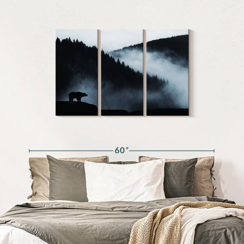 3 pièces Foggy Mountain Bear, H 28 po x l 45 po x P 1,25 po