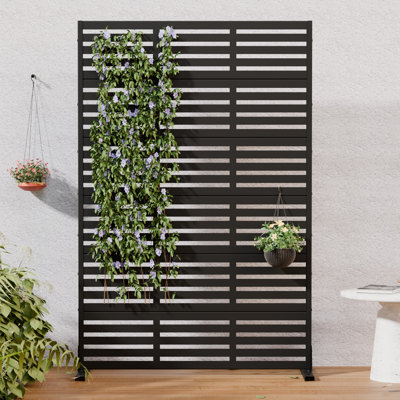 72" H x 47" W x 16" D Freestanding Outdoor Metal Privacy Screen Decorative Screen Room Divider Lattice Panel Fence Panel for Patio