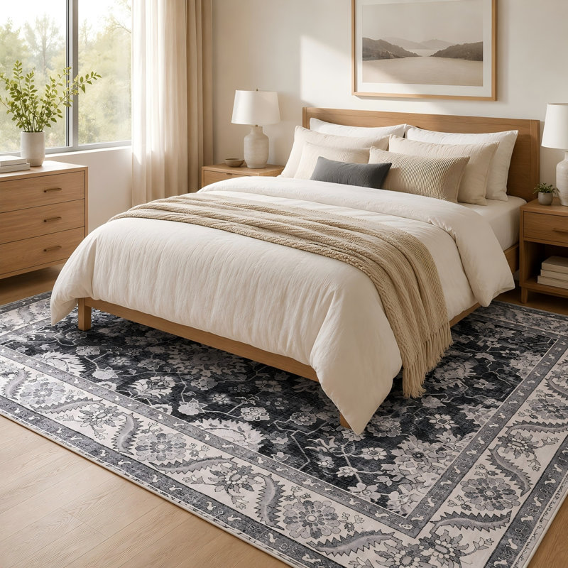 Fillender Washable Soft Vintage Rug Fashion Floral Rug For Living Room Dorm Decor, Rectangle 4' x 6'