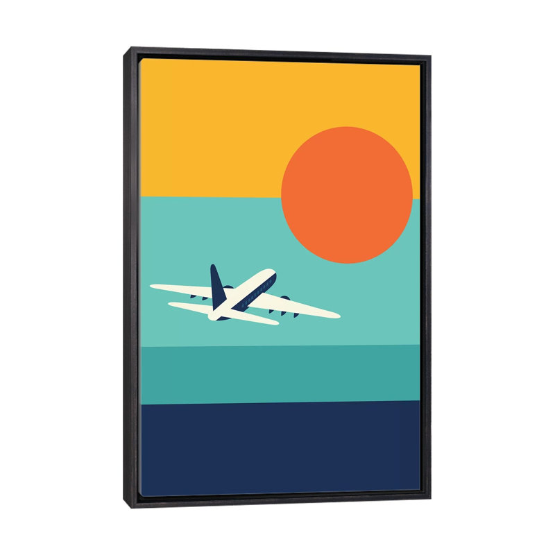 «Fly Away» par Andy Westface - impression d'art graphique, Pas de tapis, Toile avec cadre noir patiné