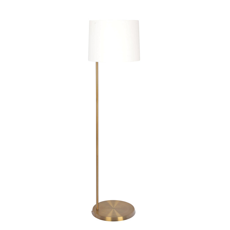 Lampe sur pied en laiton avec abat-jour cylindrique Zenith