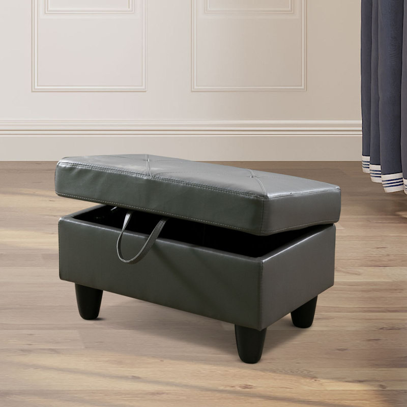 Repose-pieds de rangement en similicuir avec intérieur spacieux, Gris