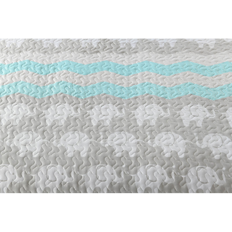 Twin Gray and Aqua Microfiber Kids Quilt Set