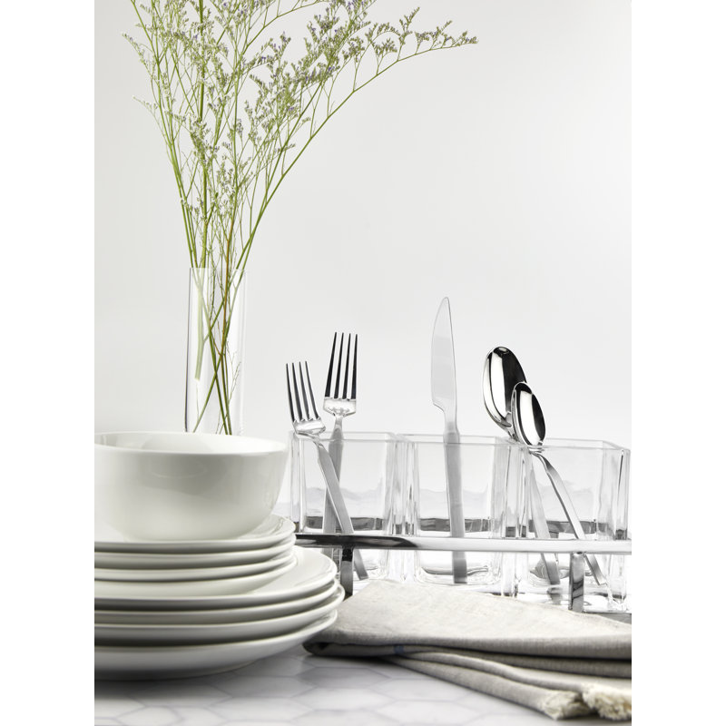 Podium Mirrored Silver Stainless Steel 20-Piece Flatware Set