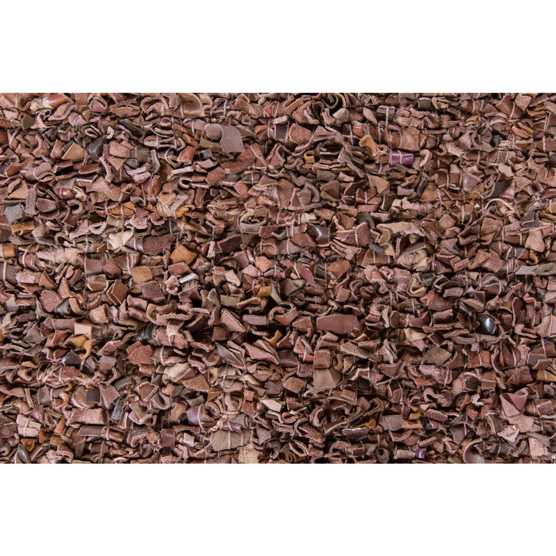 Tapis d'intérieur réversible en cuir shaggy tissé à la main Jawawn, couleur écorce marron, Rond 4 pi