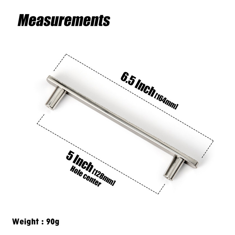 5''Centre To Centre Novelty Irregular Bar Pull Handle Multipack, Satin Nickel