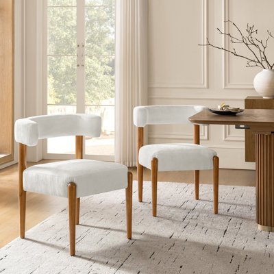  Chaises de salle à manger Waynesville Modern Chenille avec pieds en bois massif (ensemble de 2)
