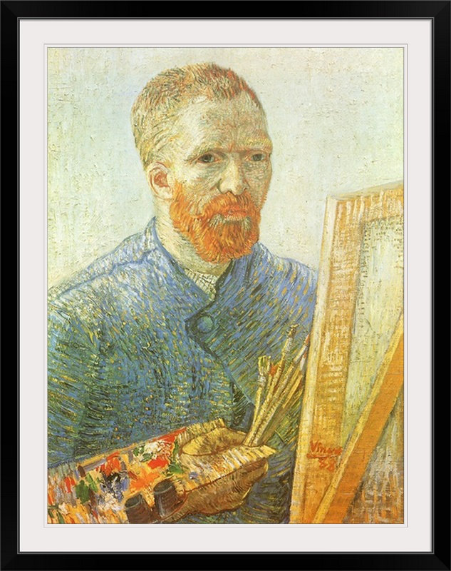 « van gogh self-portrait » par vincent van gogh, reproduction d’art, H 24 po x l 20 po x P 1 po, Cadre noir