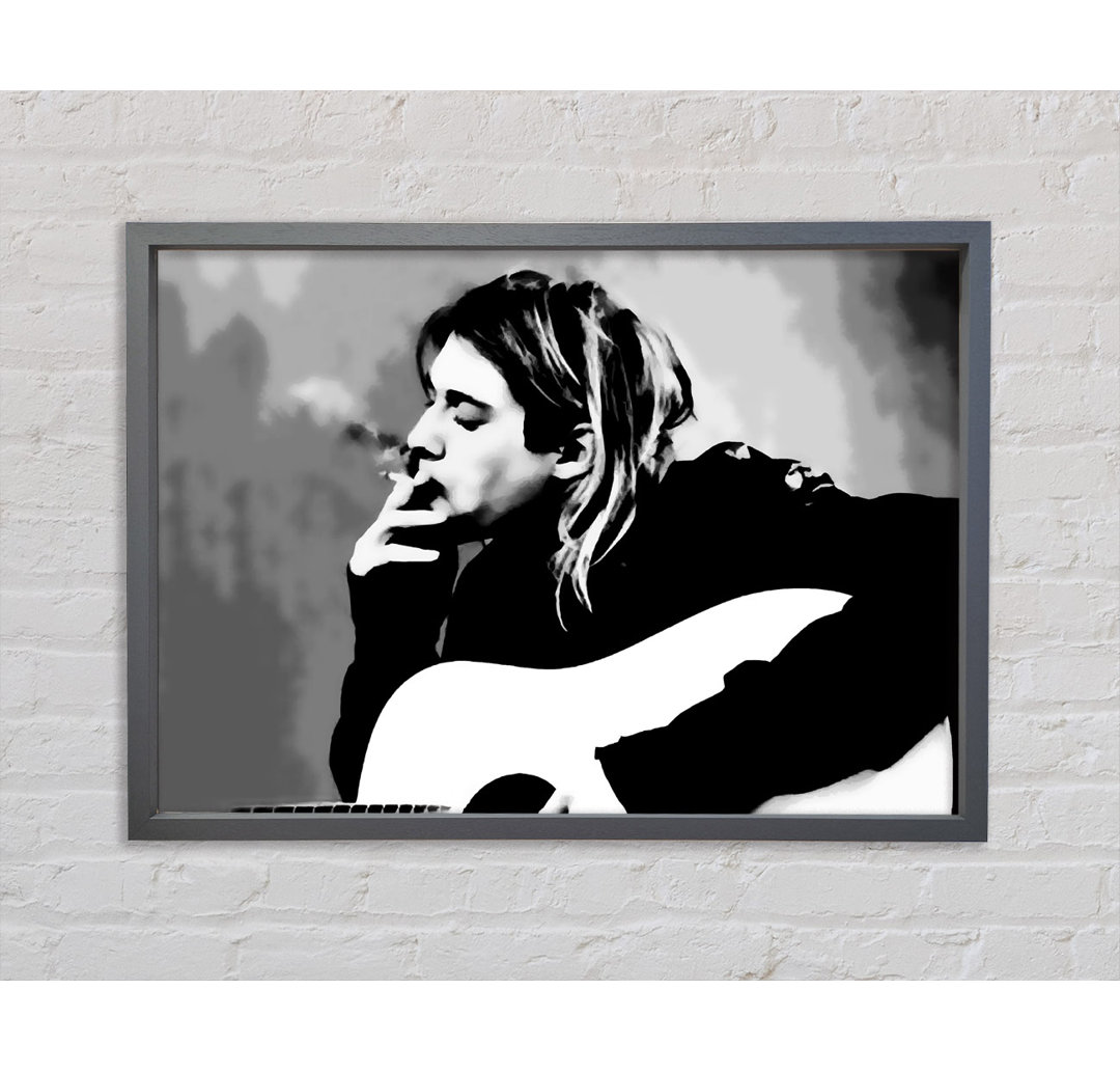 Kurt Cobain Guitar Smoke - Einzelner Bilderrahmen Kunstdrucke auf Leinwand