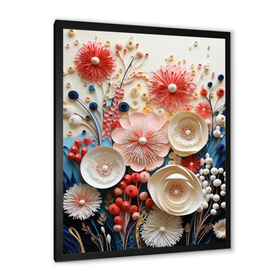 Fleurs de corail abstraites rouges et blanches - reproduction sur toile