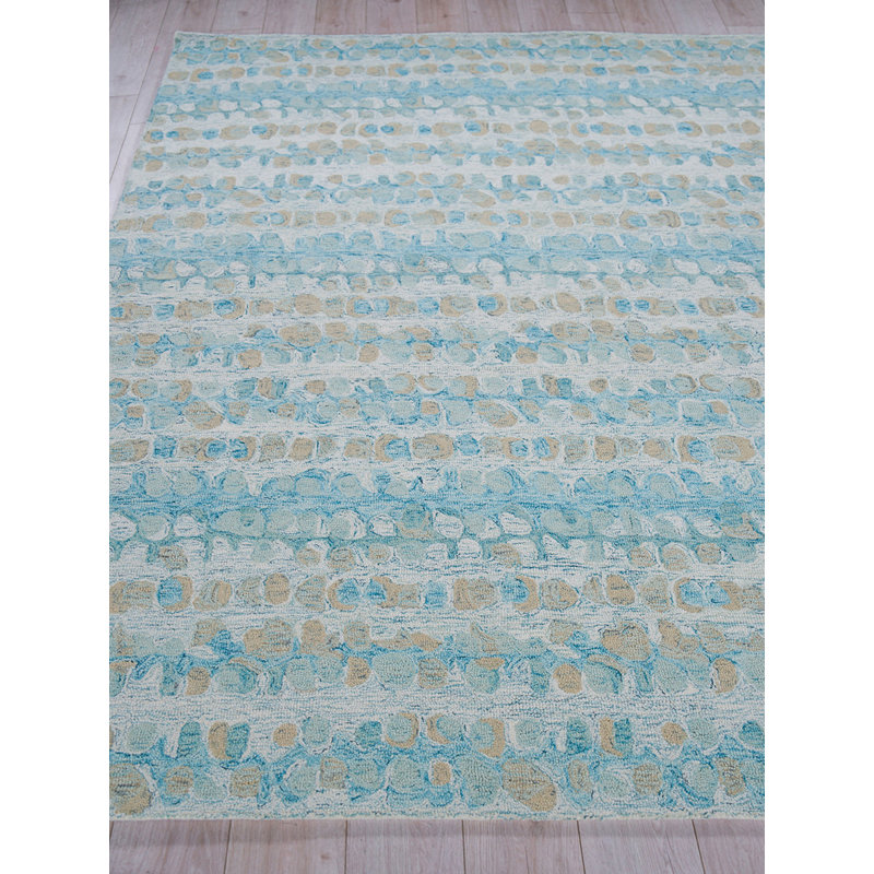 Rectangle Colorplay Hand Tutted Wool Area Rug in Navy, Rectangle 5' x 8'